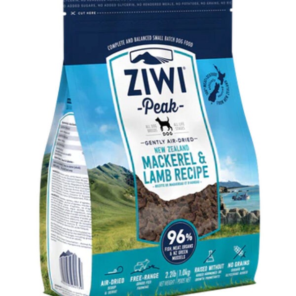ZIWI Peak Mackerel & Lamb Recipe Air-Dried Dog Food 2.5KG available at Pet Shore for healthy, natural dog food.