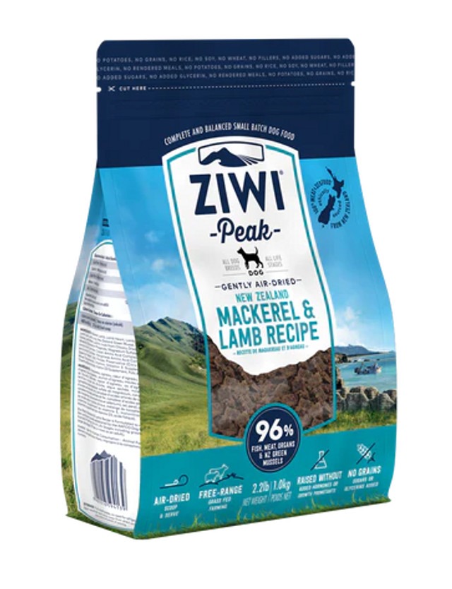 ZIWI Peak Mackerel & Lamb Recipe Air-Dried Dog Food 2.5KG available at Pet Shore for healthy, natural dog food.