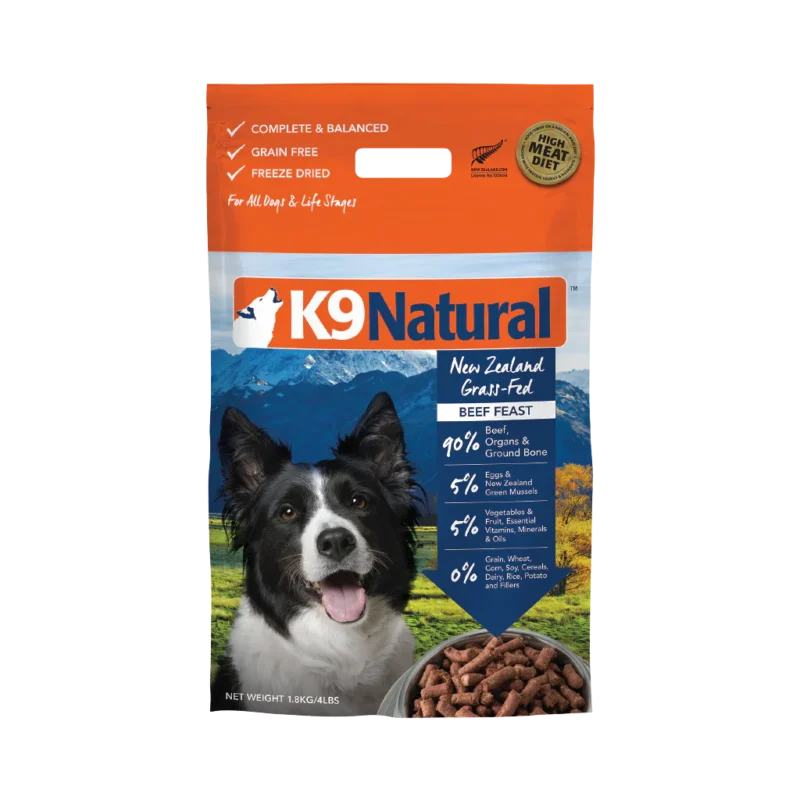 K9 NATURAL Beef Feast Freeze-Dried Dog Food Topper 3.6KG available at Pet Shore for healthy dog nutrition.